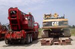 R J Corman Crane Truck and CAT Excavator Rear 